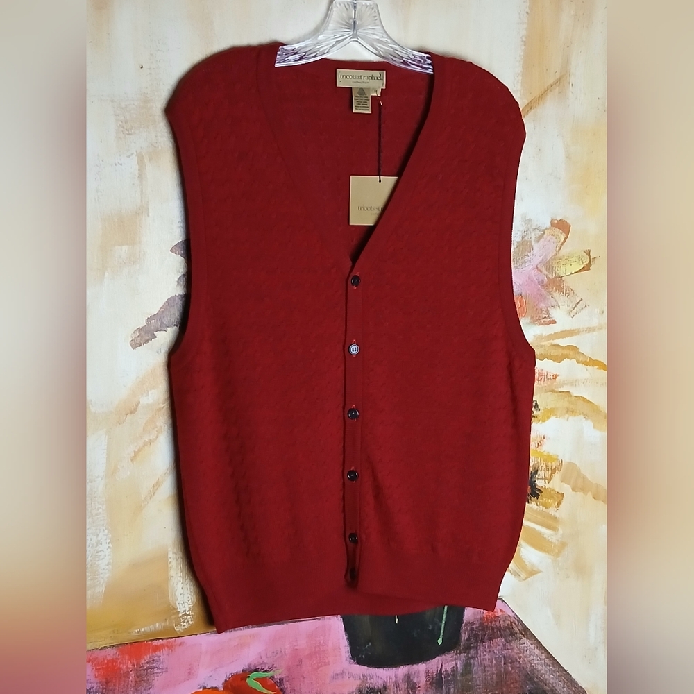 NWT Tricots St Raphael Red Button-Up Vest